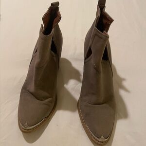 Taupe silver toe booties